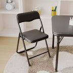 3-Piece Folding Upholstered Table and Chair, Pu Soft Cushion, Metal Frame Children's Activity Table and Chairs Set for Daycare and Classroom, Black