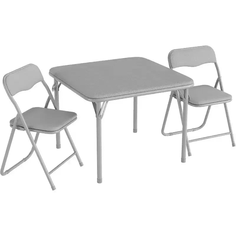 3-Piece Folding Upholstered Table and Chair, Pu Soft Cushion, Metal Frame Children's Activity Table and Chairs Set for Daycare and Classroom, Black