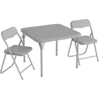 3-Piece Folding Upholstered Table and Chair, Pu Soft Cushion, Metal Frame Children's Activity Table and Chairs Set for Daycare and Classroom, Black