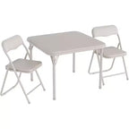 3-Piece Folding Upholstered Table and Chair, Pu Soft Cushion, Metal Frame Children's Activity Table and Chairs Set for Daycare and Classroom, Black