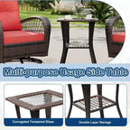 3 Pieces Patio Wicker Glider Chairs, Outdoor Swivel Rockers Patio Chairs Set of 2 with Thickened Cushions and Glass Coffee Table