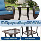 3 Pieces Patio Wicker Glider Chairs, Outdoor Swivel Rockers Patio Chairs Set of 2 with Thickened Cushions and Glass Coffee Table