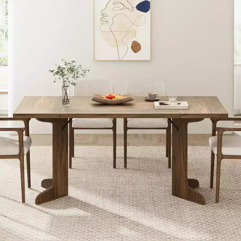 71 Dining Table for 6 to 8 People, Modern Dinner Table with Unique Wooden Legs, No Chairs