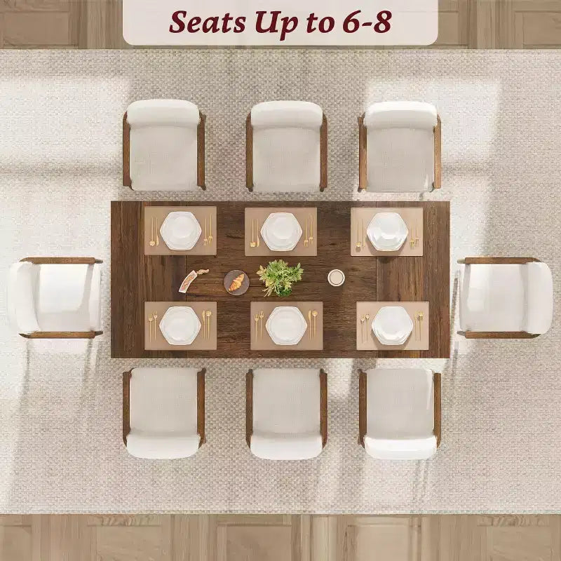 71 Dining Table for 6 to 8 People, Modern Dinner Table with Unique Wooden Legs, No Chairs