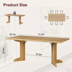 71 Dining Table for 6 to 8 People, Modern Dinner Table with Unique Wooden Legs, No Chairs