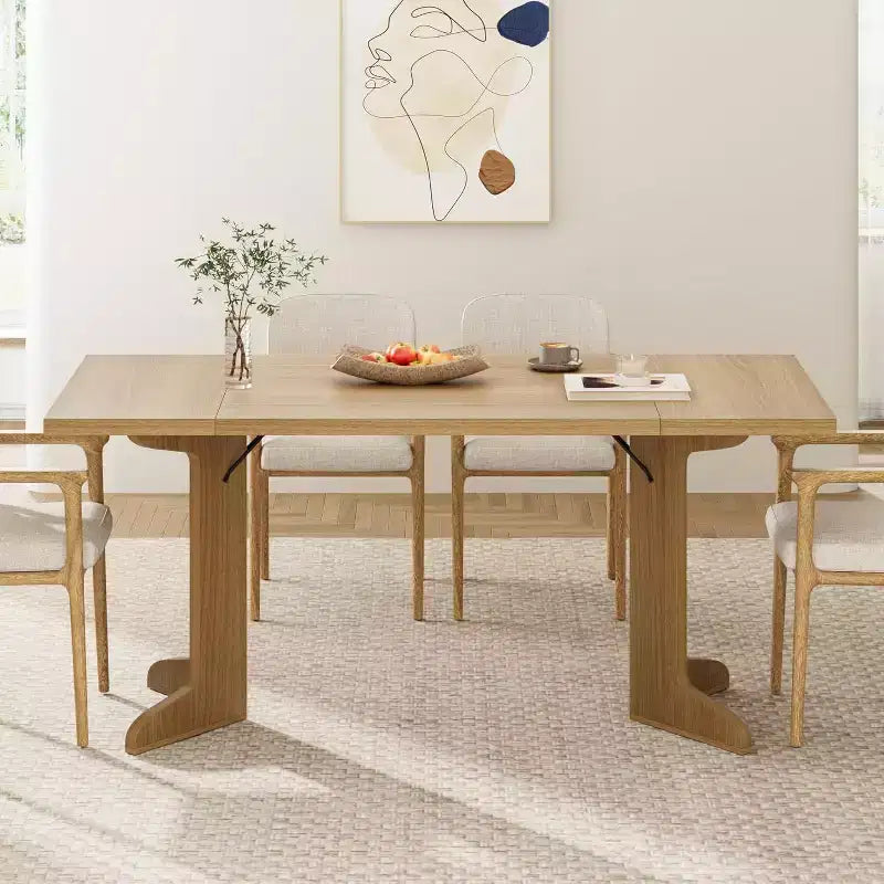 71 Dining Table for 6 to 8 People, Modern Dinner Table with Unique Wooden Legs, No Chairs