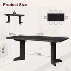 71 Dining Table for 6 to 8 People, Modern Dinner Table with Unique Wooden Legs, No Chairs