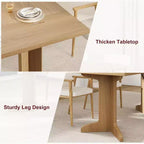 71 Dining Table for 6 to 8 People, Modern Dinner Table with Unique Wooden Legs, No Chairs