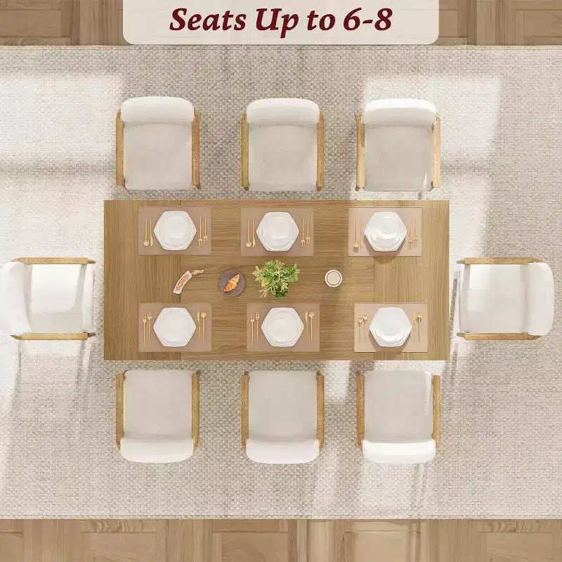 71 Dining Table for 6 to 8 People, Modern Dinner Table with Unique Wooden Legs, No Chairs