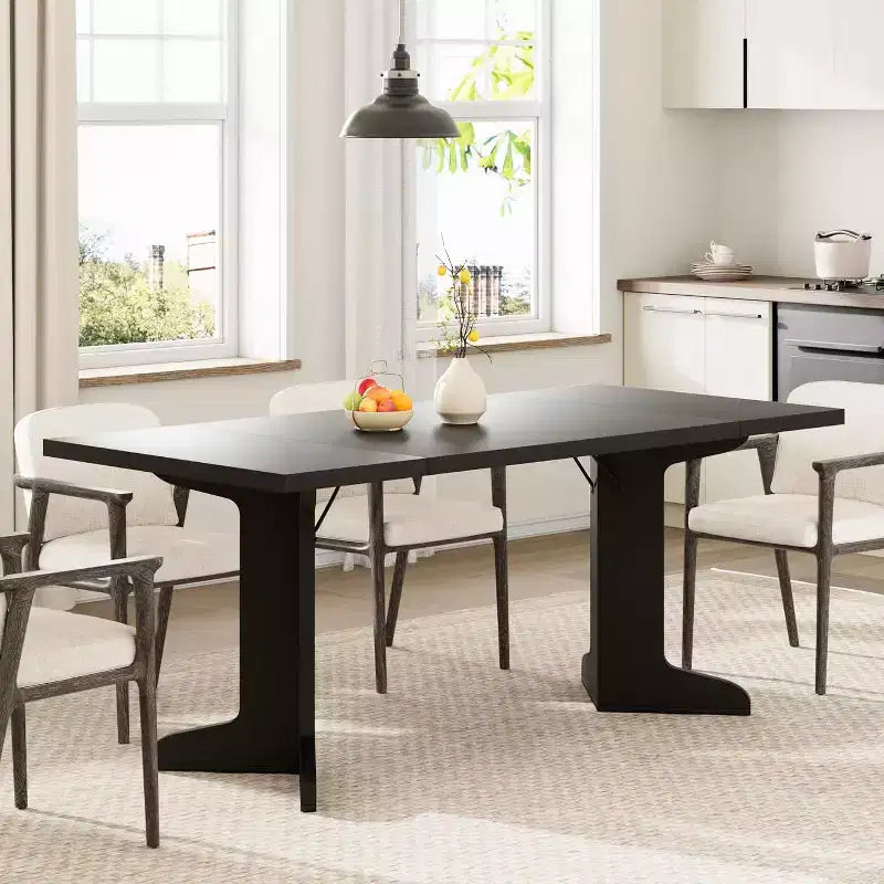 71 Dining Table for 6 to 8 People, Modern Dinner Table with Unique Wooden Legs, No Chairs