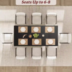 71 Dining Table for 6 to 8 People, Modern Dinner Table with Unique Wooden Legs, No Chairs