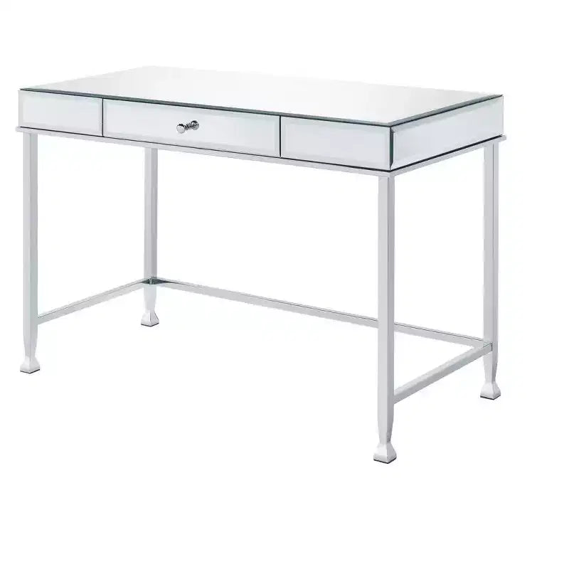 HomeRoots 42 Clear and Silver Mirrored Writing Desk