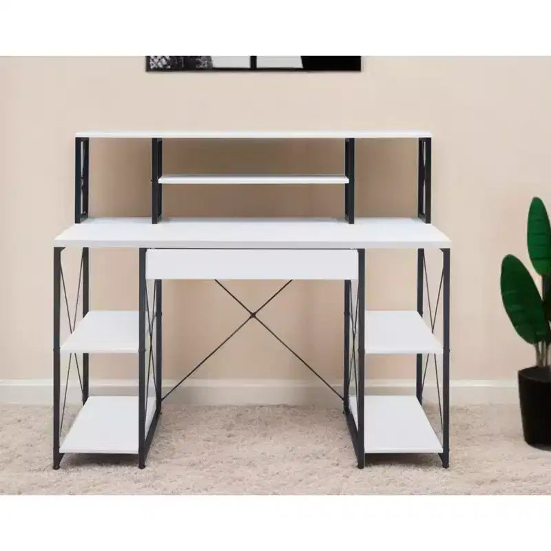 HomeRoots 47 White and Black Computer Desk