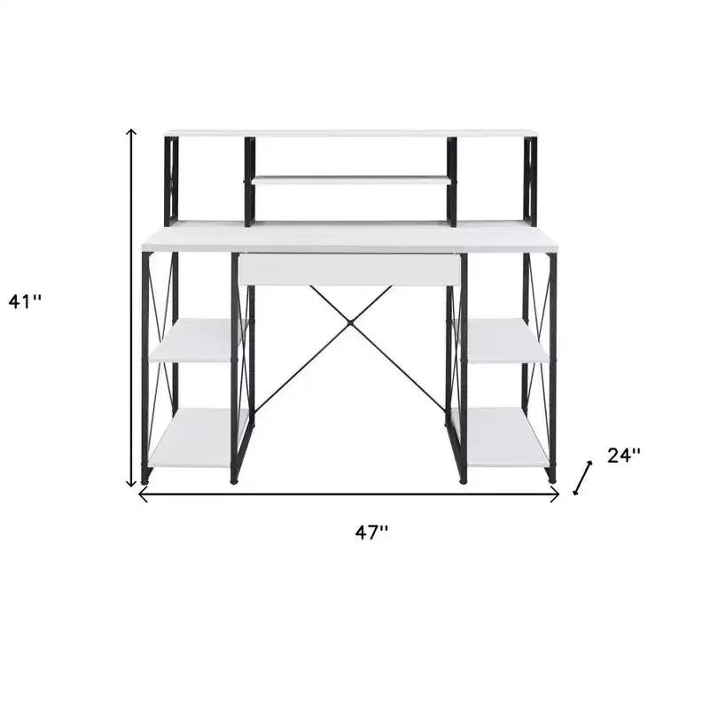 HomeRoots 47 White and Black Computer Desk