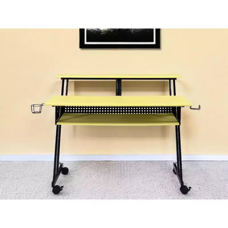 HomeRoots 47 Yellow and Black Computer Desk
