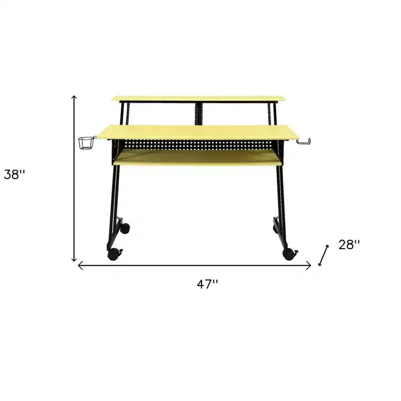HomeRoots 47 Yellow and Black Computer Desk