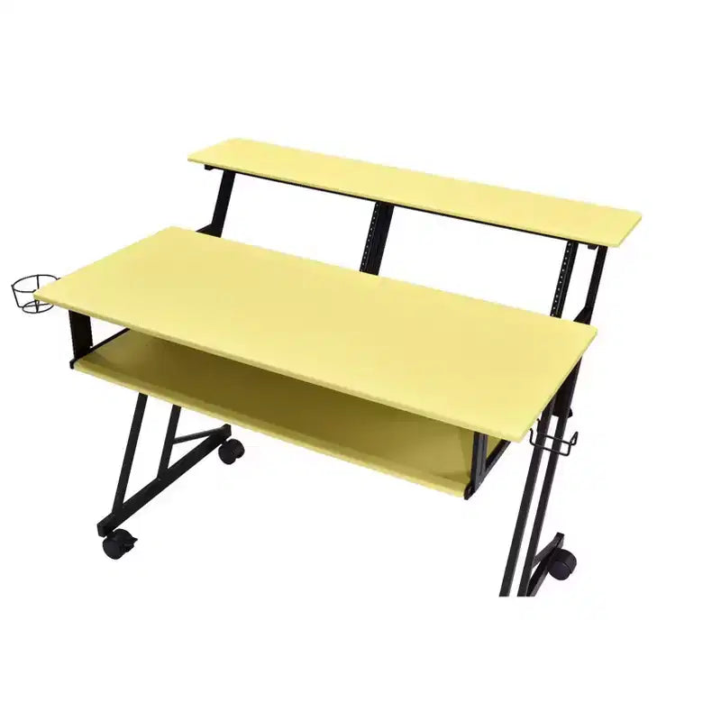HomeRoots 47 Yellow and Black Computer Desk