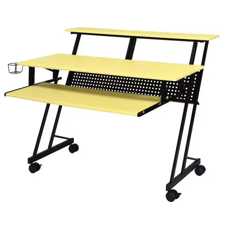 HomeRoots 47 Yellow and Black Computer Desk