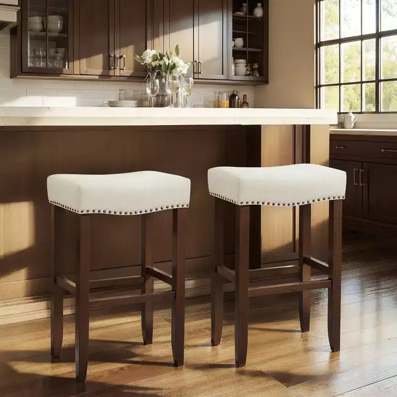 Subrtex 24 Backless Bar Stools Modern Counter Stool Chairs Wooden Kitchen Island Stools