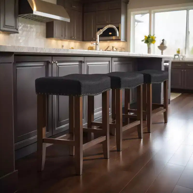 Subrtex 24 Backless Bar Stools Modern Counter Stool Chairs Wooden Kitchen Island Stools