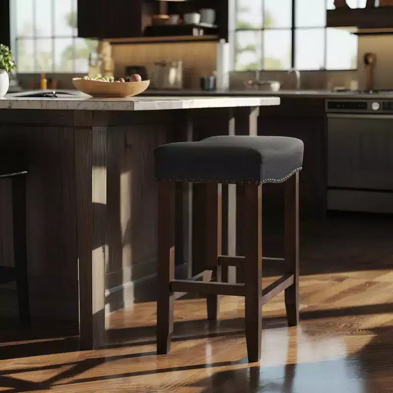 Subrtex 24 Backless Bar Stools Modern Counter Stool Chairs Wooden Kitchen Island Stools