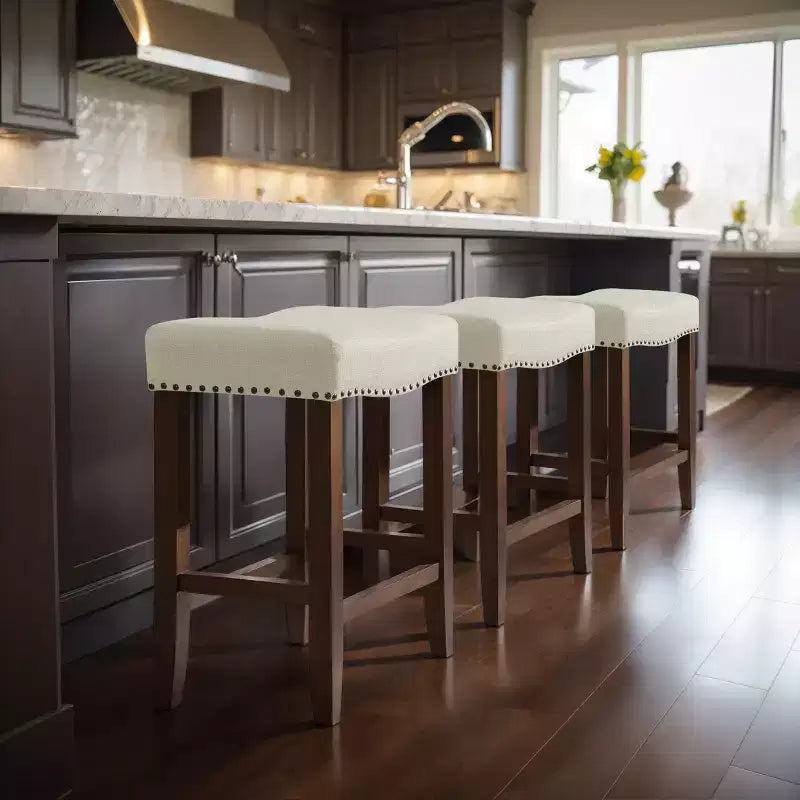 Subrtex 24 Backless Bar Stools Modern Counter Stool Chairs Wooden Kitchen Island Stools