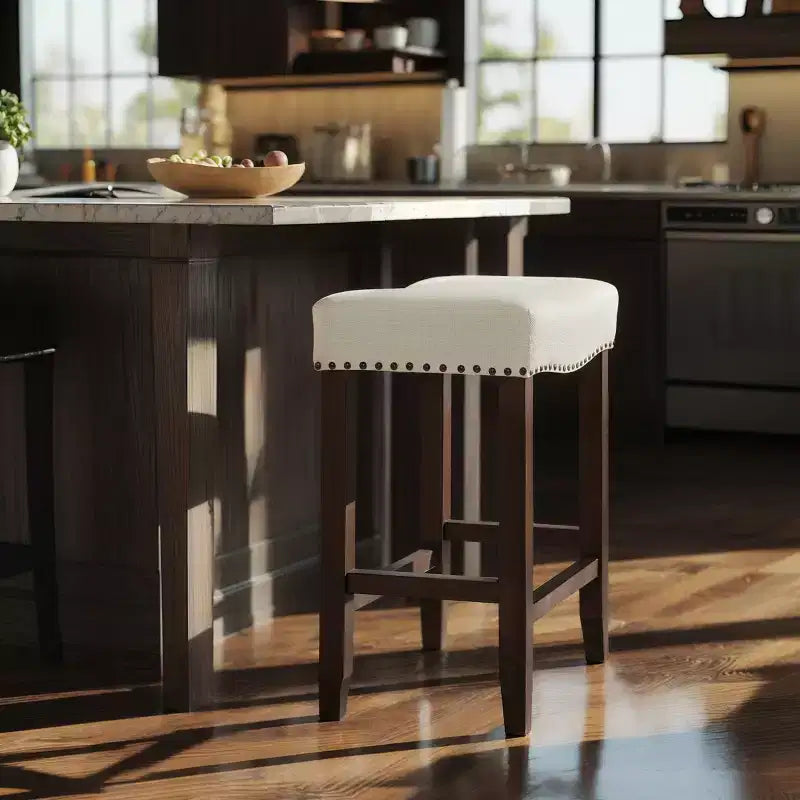 Subrtex 24 Backless Bar Stools Modern Counter Stool Chairs Wooden Kitchen Island Stools