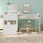 Okak Triple Sleeper Twin Loft Bed with Storage,Space-Saving Bunk Beds with 2 Drawers & Play Area Underneath,High Loft Beds for Kids,Teens