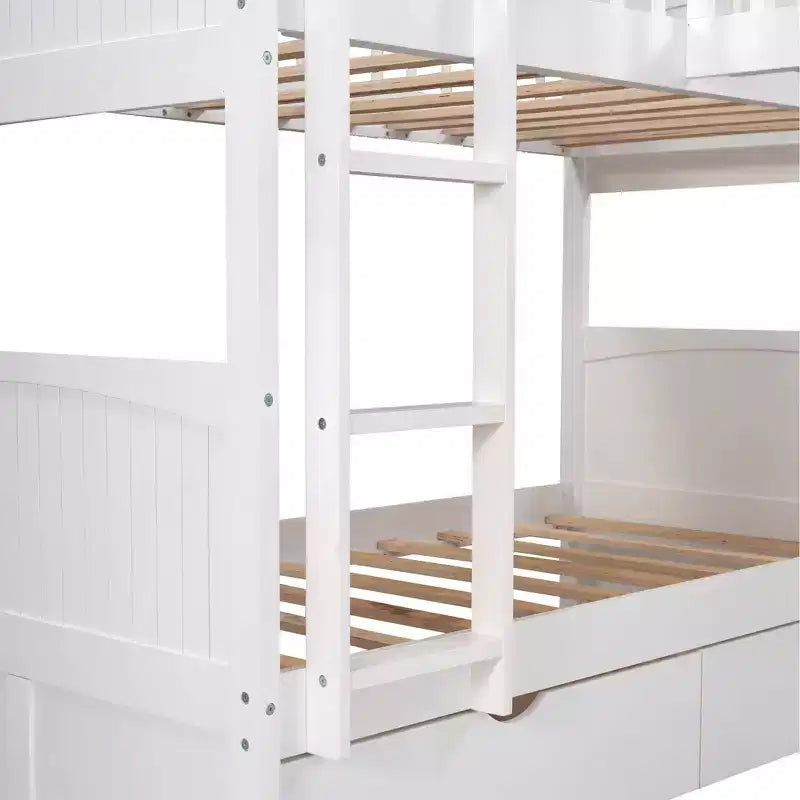 Okak Triple Sleeper Twin Loft Bed with Storage,Space-Saving Bunk Beds with 2 Drawers & Play Area Underneath,High Loft Beds for Kids,Teens