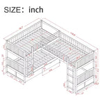 Okak Triple Sleeper Twin Loft Bed with Storage,Space-Saving Bunk Beds with 2 Drawers & Play Area Underneath,High Loft Beds for Kids,Teens
