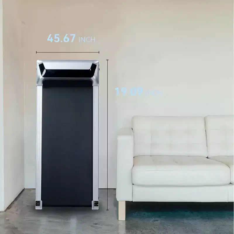 Tapis roulant portatile sotto la scrivania NAYSAYE con inclinazione di 8 gradi per casa e ufficio, nero e argento, 45.7*19.1*4.2