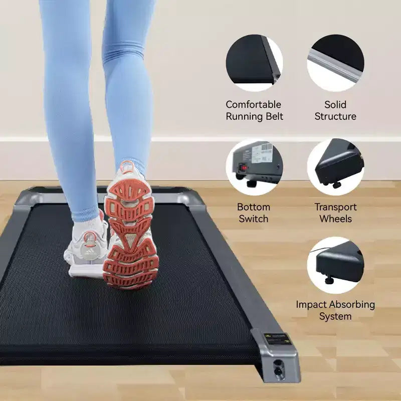 Tapis roulant portatile sotto la scrivania NAYSAYE con inclinazione di 8 gradi per casa e ufficio, nero e argento, 45.7*19.1*4.2