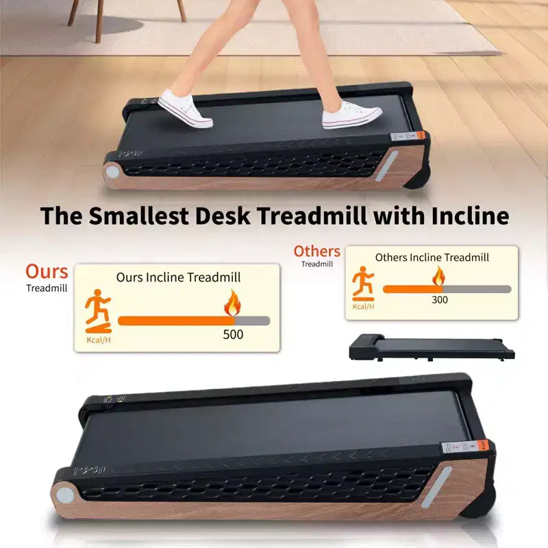 NAYSAYE Portable Incline Treadmill Incline Full Deck Design Shock Absorption for Home, Black and Gray, 38.9*21.3*6.9