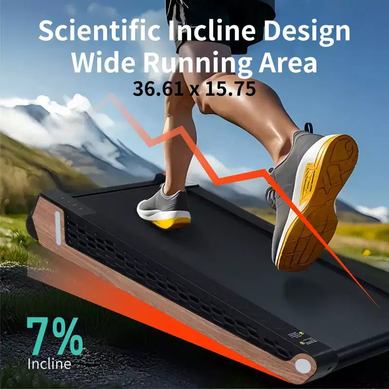NAYSAYE Portable Incline Treadmill Incline Full Deck Design Shock Absorption for Home, Black and Gray, 38.9*21.3*6.9