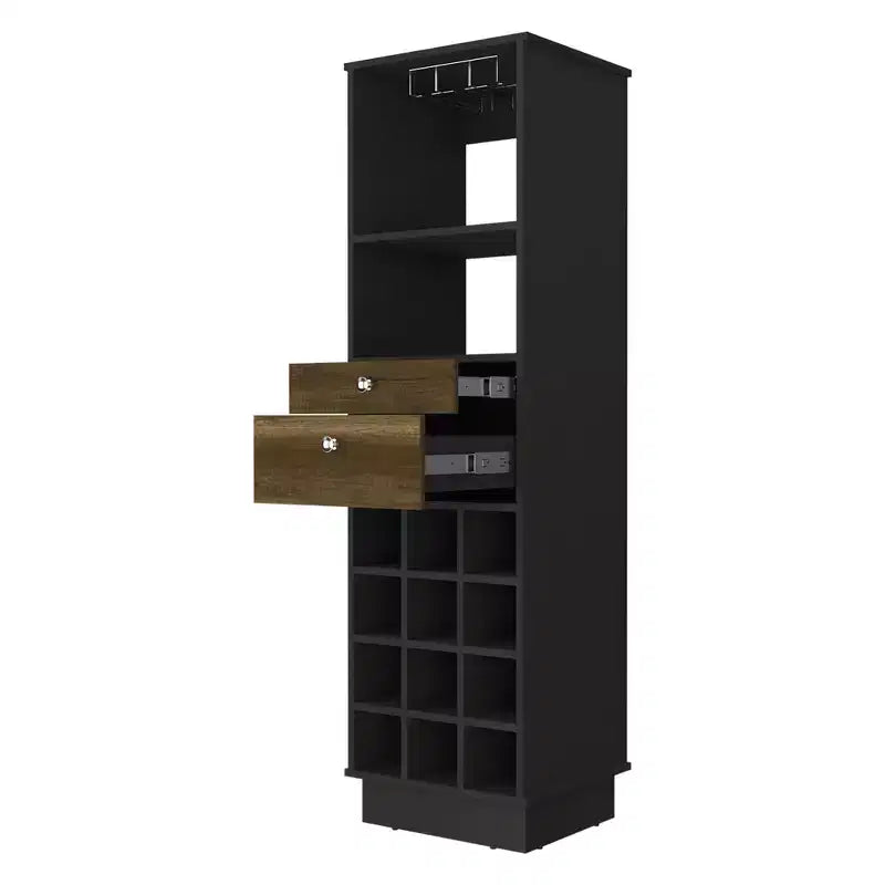 HomeRoots 18 Black Bar Cabinet With Two Drawers