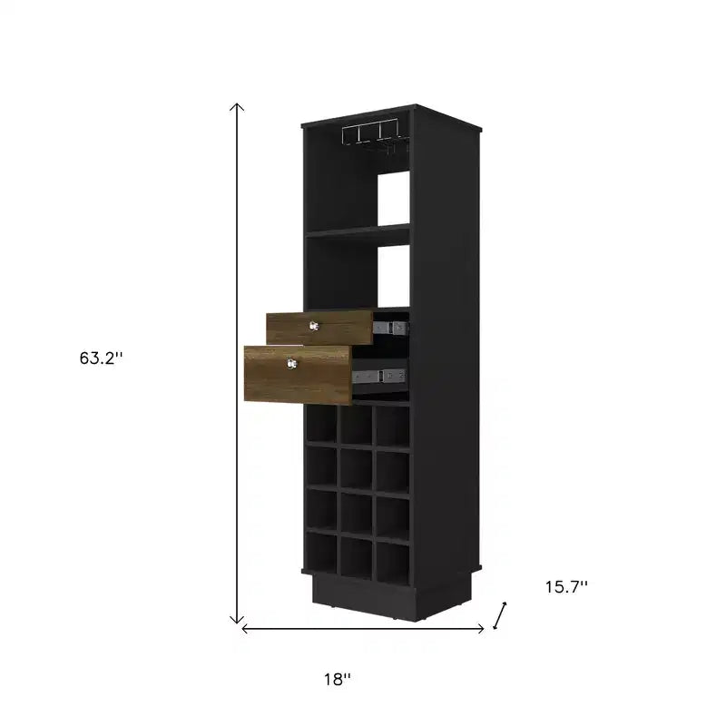 HomeRoots 18 Black Bar Cabinet With Two Drawers