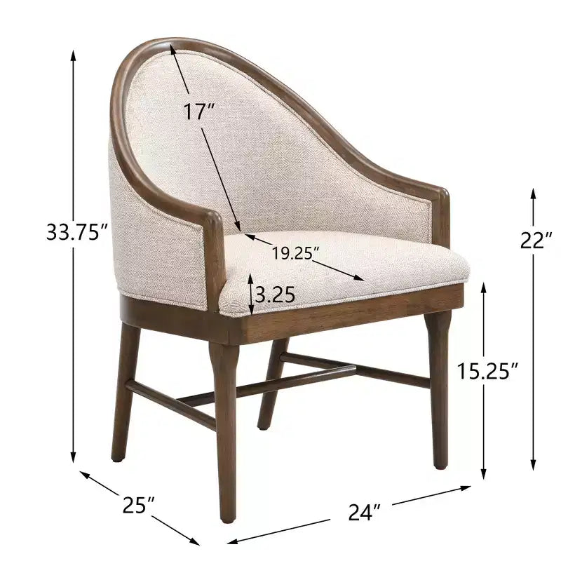 Christopher Knight Home James Mid-Century Modern Twill Upholstered Dining Char with Curved Backrest (Set of 2)
