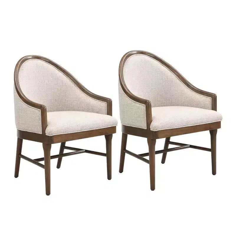 Christopher Knight Home James Mid-Century Modern Twill Upholstered Dining Char with Curved Backrest (Set of 2)