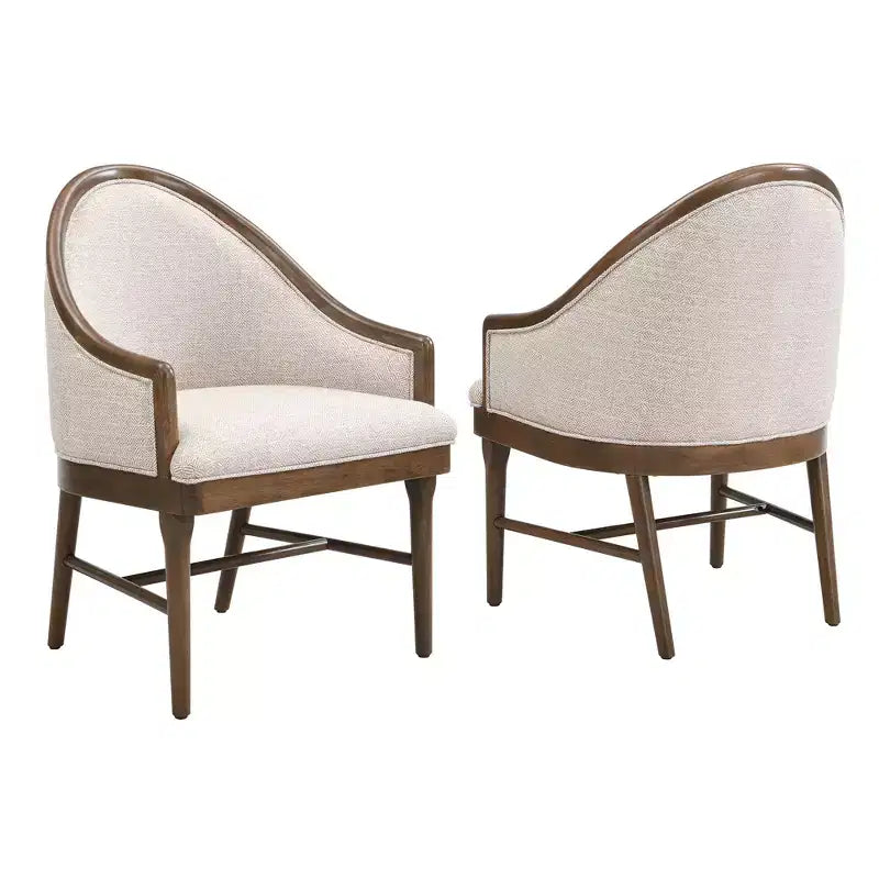 Christopher Knight Home James Mid-Century Modern Twill Upholstered Dining Char with Curved Backrest (Set of 2)