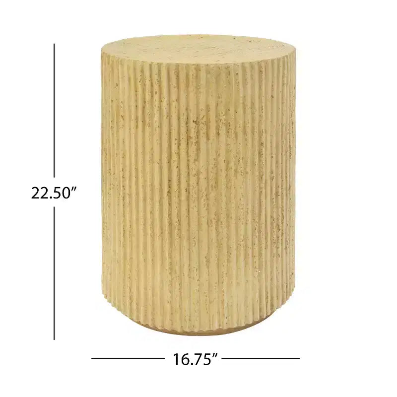 MGO Cylindrical Side Table, Wood-like texture, Antique brown Color
