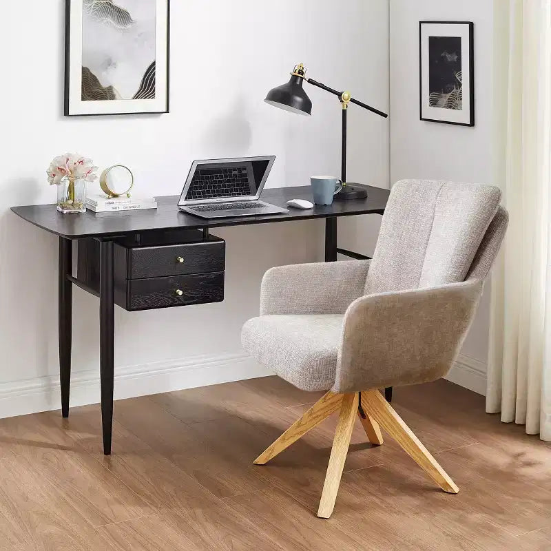 Art Leon Fabric Upholstered Swivel Home Office Desk Chair