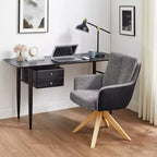 Art Leon Fabric Upholstered Swivel Home Office Desk Chair