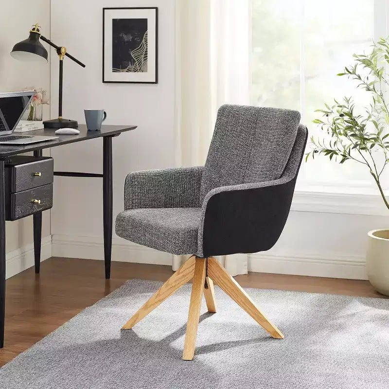 Art Leon Fabric Upholstered Swivel Home Office Desk Chair