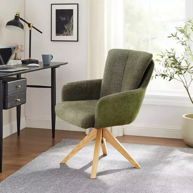 Art Leon Fabric Upholstered Swivel Home Office Desk Chair