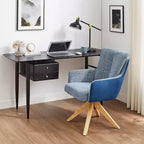 Art Leon Fabric Upholstered Swivel Home Office Desk Chair