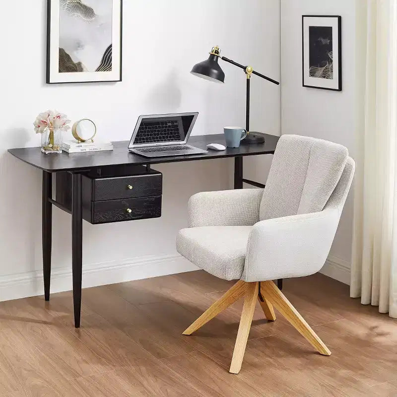 Art Leon Fabric Upholstered Swivel Home Office Desk Chair