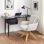Art Leon Fabric Upholstered Swivel Home Office Desk Chair
