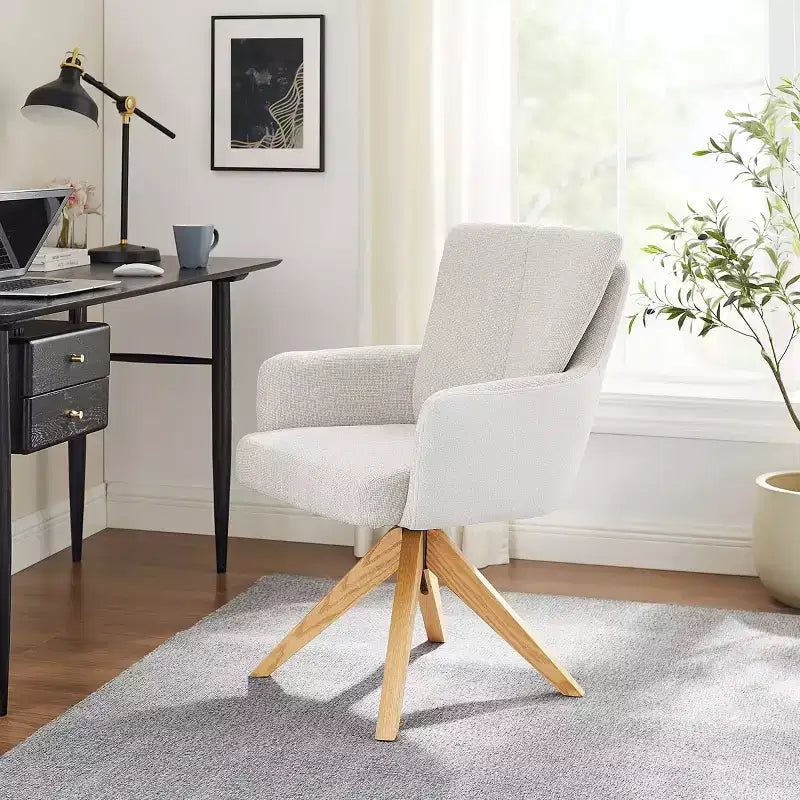 Art Leon Fabric Upholstered Swivel Home Office Desk Chair