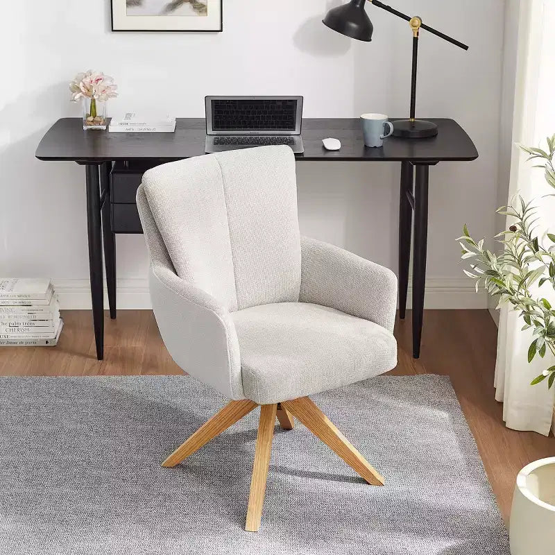 Art Leon Fabric Upholstered Swivel Home Office Desk Chair