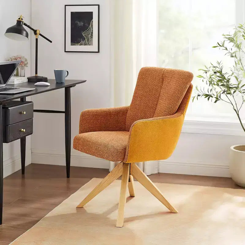Art Leon Fabric Upholstered Swivel Home Office Desk Chair